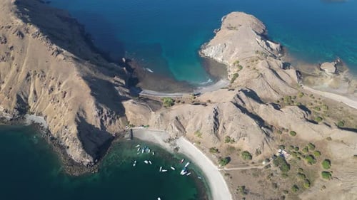 Drone view of Padar island in Komodo National Park, Indonesia
