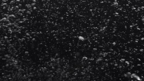 Underwater bubbles mayhem on Black Backgrounds. Illuminated bubbles motion. Ocean floor bubbles. Rea