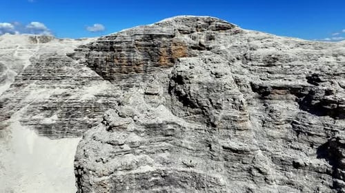 drone view of a peak in the dolomites