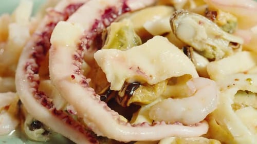 Close Up Shot of Seafood Mix