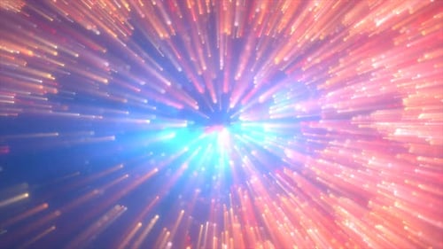 Abstract spiral tunnel of beautiful flying glowing magical particles