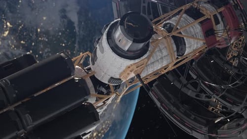 Space Station in Earth Orbit ISS NASA Space Conquest A View of the Earth and a Spaceship 3d