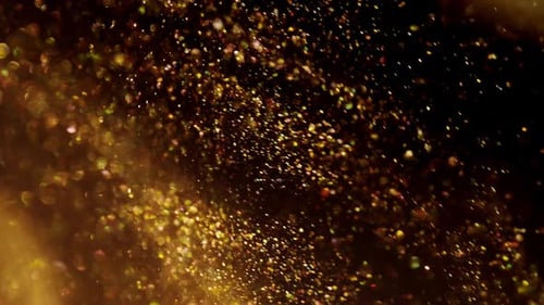 Hypnotic Patterns of Golden Particles in MotionDust Particles Background Bokeh Lights Background on