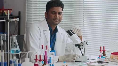 Indian Scientist at Work in Lab