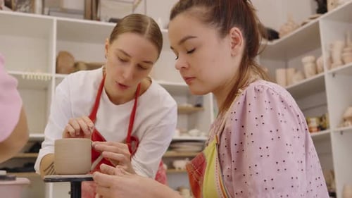 Guided Pottery Class in a Cozy Studio for Beginners Learning Techniques