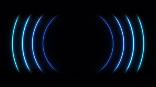 Pulsing Blue Neon Circles Loop Animation Background