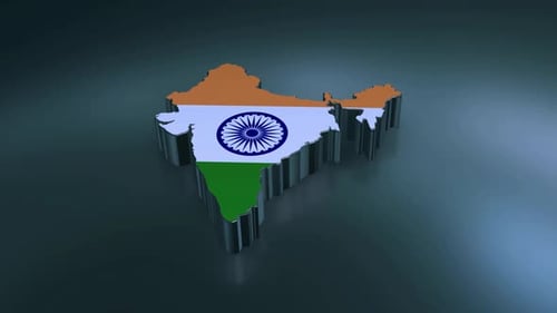 3D Animated Map of India with National Flag Texture