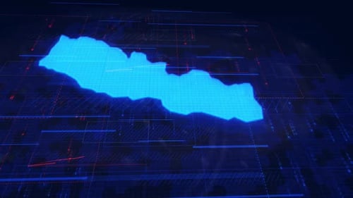 Futuristic Digital Map of Nepal with Glitch Data Display