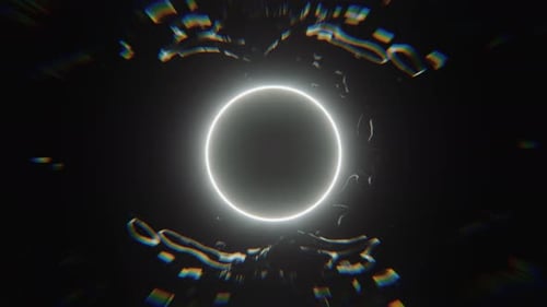 Neon Circle Glitch Effect Abstract Visual Background