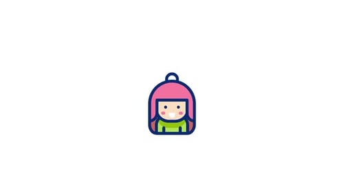 Animated Flat Design Girl Character Icon Loop