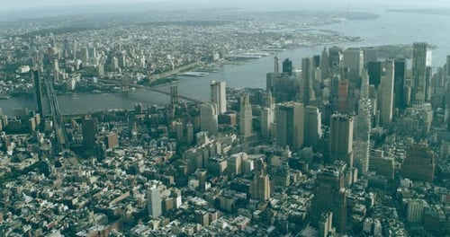 Aerial View of Manhattan Skyine Skyscrapers in New York During the Day