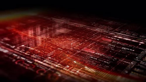 Futuristic Red Digital Grid Data Network Background Animation