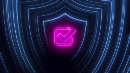 Neon Shield Checkmark Animation for Digital Security
