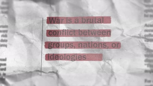 War Definition Text Highlight on Crumpled Newspaper