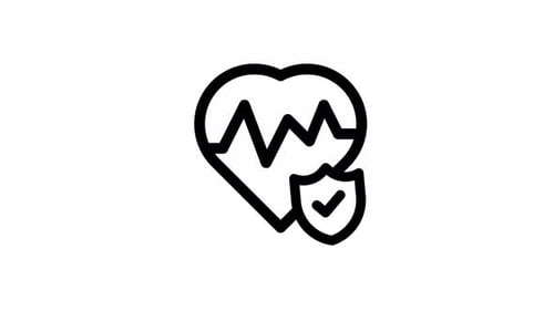Animated Heartbeat and Shield Medical Protection Icon