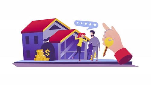 Young Family Buys A New Home 2D Motion Graphics 4K