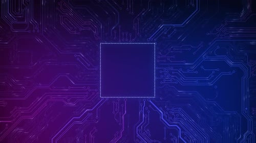 Animated Circuit Board Digital Technology Background Central Computer Processor CPU Concept