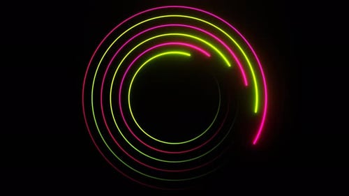 Pink And Light Green Seamless Neon Circles Background Vj Loop In 4K