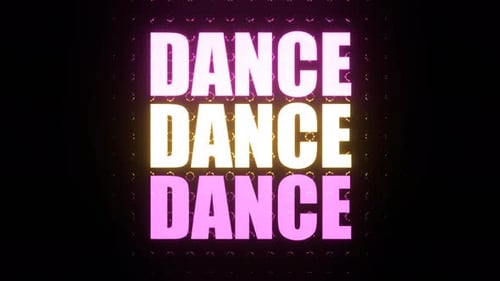 Pink And Yellow Dance Text On Blinking Led Panel Background Vj Loop In 4K