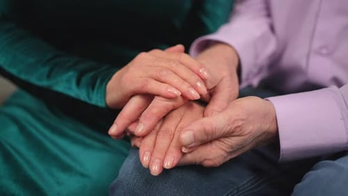Old Couple Hands Senior Couple in Love Holding Hands Mid Age Old Husband Wife Touching Hands with