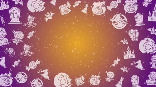 Spooky Halloween Cartoon Icons Decorative Frame Animation