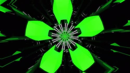 Abstract Neon Green Geometric Tunnel Loop Background