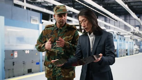 Increasing Microchips Production Defense Gear and Factory Manager with Soldier