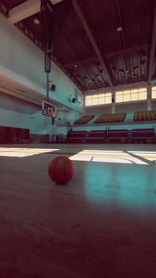 Basketball on Gym Floor