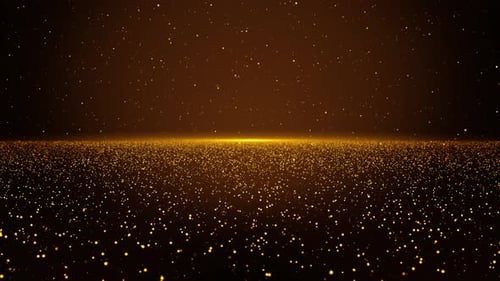 Golden Shimmering Glitter Particles Abstract Background Loop