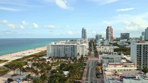 Miami Beach South Beach Miami Beach Skyline Miami Cityscape Aerial View Top View of Miami Coastline
