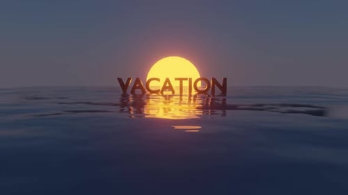 Animated Vacation Text Reveals Across Ocean Sunset