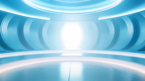 podium Futuristic showcase with platform for product displaying. Empty modern stage display