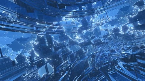 Dynamic Futuristic World Map Data Tunnel Background