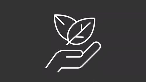 Animated Line Icon: Hand Holding Leaves