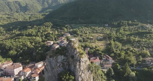 Aerial view of Pietrastornina village, Italy.
