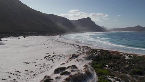 Ocean And Sandy Shore In Cape Town, South Africa - Drone Shot