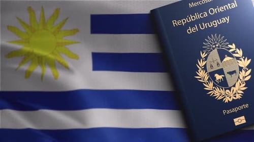 Uruguay Passport And Uruguay Flag