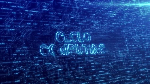 Futuristic Cloud Computing Text Reveal in Digital Network Grid