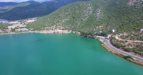 Vue aérienne de la zone côtière de la région de Kalkan. Province de Mugla, Turquie