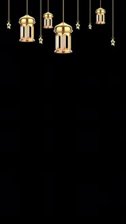 Animated Golden Lanterns and Stars for Ramadan and Eid