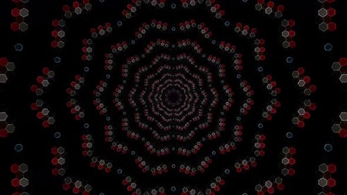 Abstract background moving stripes and flashing with shining light dots. Animation with circles