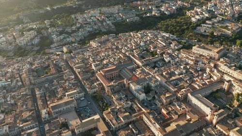 Aerial View Over Noto Baroque City In Sicily, Italy - drone shot