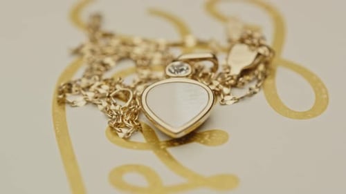 Gold Heart Pendant Necklace on Gift Box