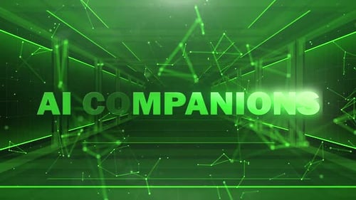 Futuristic AI Companions Digital Text Reveal