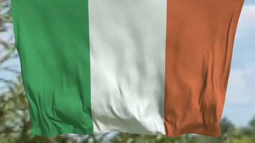 Realistic Irish Flag Waving Loop in Natural Motion