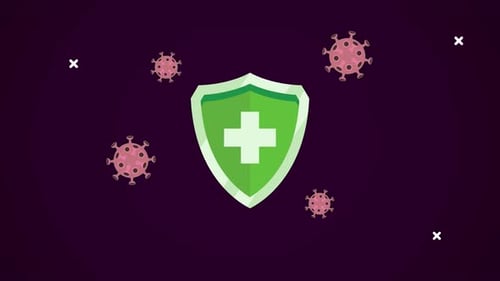 Animated Medical Shield with Cross Protecting from Virus Particles