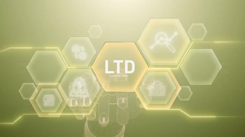 Futuristic Corporate Business Icons Revealed by Wireframe Hand