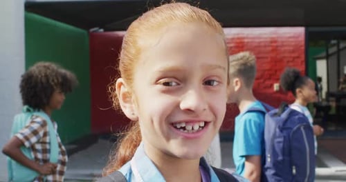 Smiling Girl at School