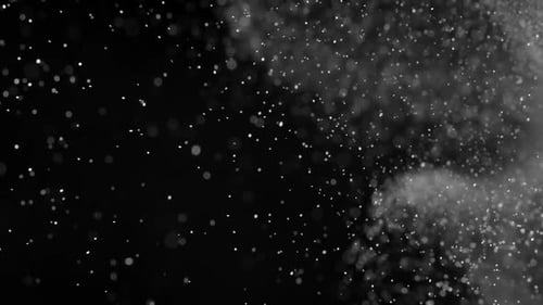 White Dust Particles Floating on Black Background