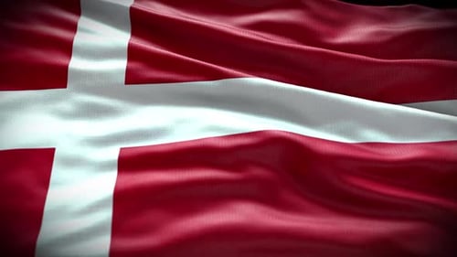 Waving Denmark Flag Realistic Fabric Motion Loop